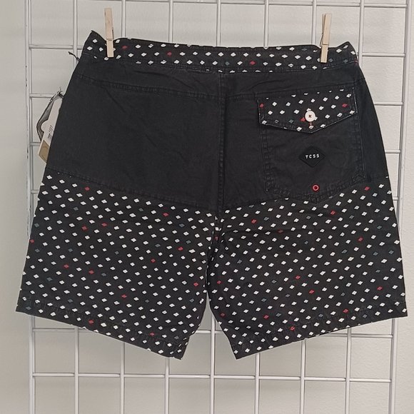 Critical Slide Society Men's Beach Shorts- Diamonds Panel Trunk - Phantom - Picture 2 of 4